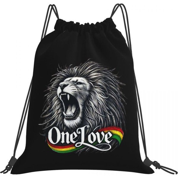 RastafariańSki Amaiquina Reggae Rasta Lew Czaszka Street Czapki Zimowe Plecaki Torby Ze Sznurkiem Torba Sportowa Torby Na KsiążKi Na PodróżE Uczniowie One Size Black-image