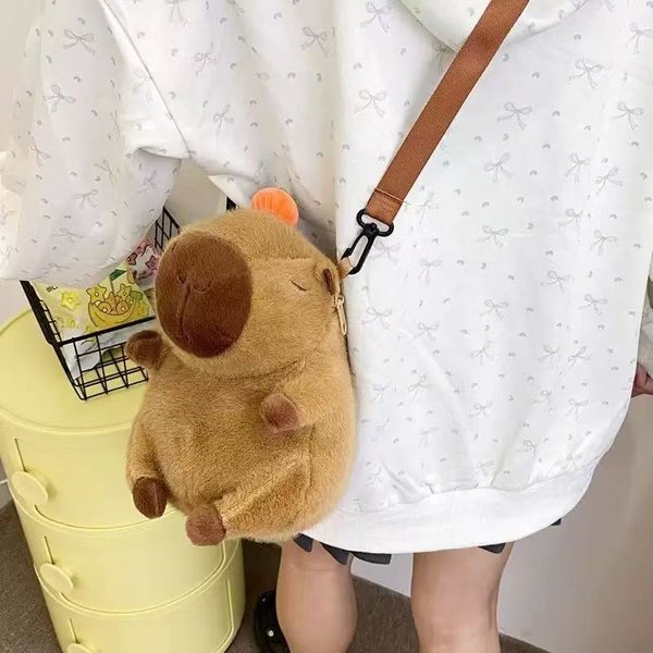 Pluszowy Plecak Kapibara Kawaii Modna Pluszowa Lalka Futrzany Wisiorek DziecięCa Torba Na Ramię Mini Plecak Torby Prezenty Dla Dziewczyny-image