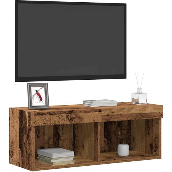 Set De Mueble De TV LED Con Aspecto De Madera RúStica 80 X 30 X 30 Cm Madera De IngenieríA-image