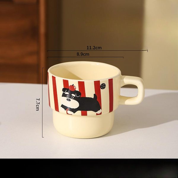 Sznaucer UłOżOne Kubki Uroczy Ceramiczny Kubek Kubek Do Kawy Kubek O Wysokiej WartośCi Kubek Domowy Kubek Na ŚNiadanie 270ML Beige-image