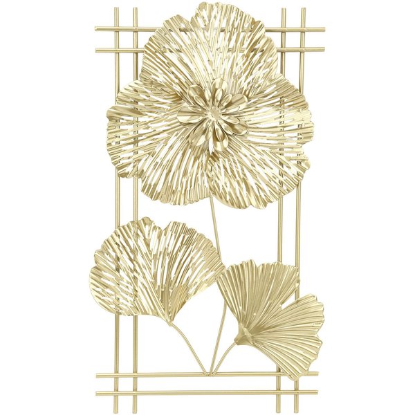 DecoracióN Colgante De Pared Hoja De Ginkgo Metal Hierro 3D Hoja De Ginkgo Dorada Escultura De Pared Para Hogar Sala De Estar Beige-image