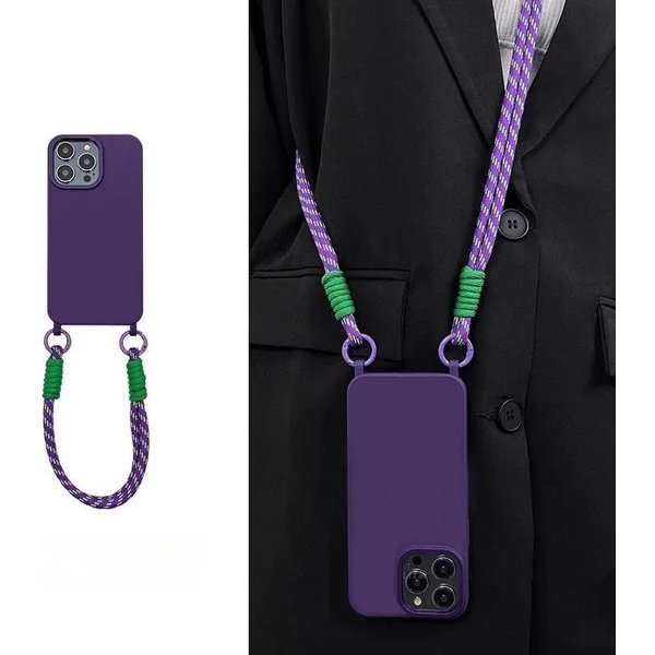 Smycz Na Szyję Z Paskiem Na Nadgarstek Silikonowe Etui Na Telefon Dla Iphone 16 15 14 13 12 11 15 Pro X XS Max XR Pokrowiec For Iphone 15 Pro-image