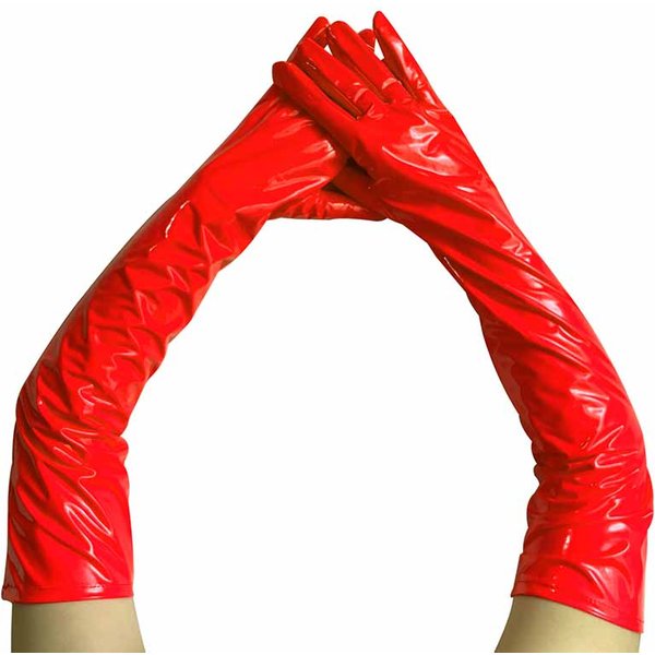 Guantes Largos De Cuero Patentado Recubiertos Para Performance De Pole Dance Halloween Cosplay Accesorios De Disfraz Discoteca Ajustados Sexy One Size-image
