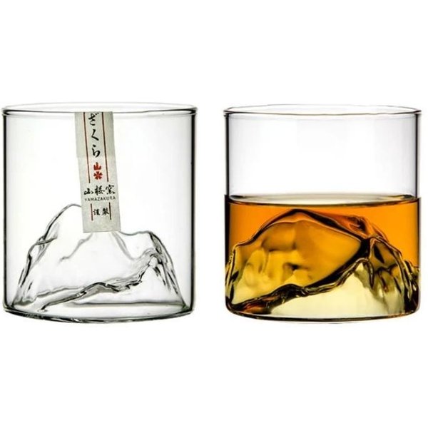 JapóN Vaso De Whisky De MontañA 3D Vasos Rockeros De Whisky Old Fashioned De Glaciar Caja De Regalo De Madera Vaso De Vodka Vaso De Vino 200Ml-image