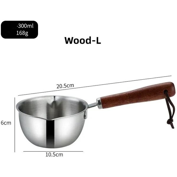 Mini Olla De Leche De Acero Inoxidable 304 Olla Para Aceite SartéN PequeñA Con Mango De Madera Para Cocinar Hervir Mantequilla Olla Para Derretir Herramienta De Cocina-image