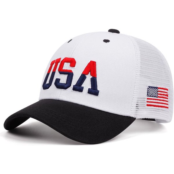 Modna Nowa Siatkowa Czapka USA Boczna Flaga AmerykańSka Uliczny Rowerowy Skateboarding Czapka Street Dance Hip Hop Czapka Daszek Czapka Baseballowa-image