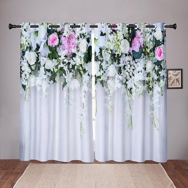 Cortinas De Ventana Florales De Lujo Cloloridas Para Dormitorio Infantil Sala De Estar Recibidor Tratamientos Cocina DecoracióN Del Hogar Cortinas Persianas 2 Piezas W50 X H130(Cm)X2&Grommet Top-image