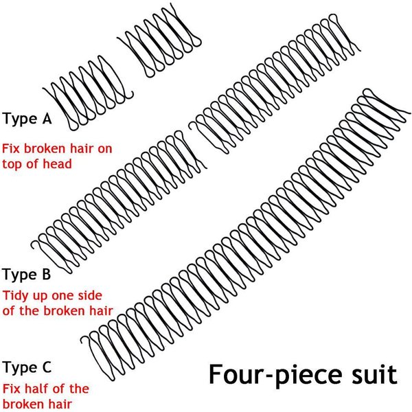 Peine Fijador De Acabado Para Cabello En Forma De U, EláStico, Invisible, Flexible, Clips Fijadores De Acabado Para Cabello Para Mujeres Negro-image