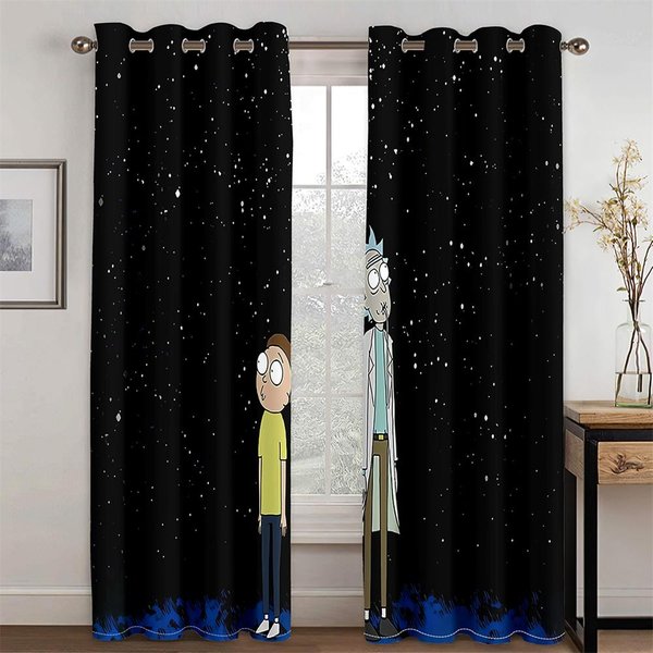 Cortina Infantil De Dibujos Animados Anime 3D De Sirena De 2 Piezas Para Ventana Fina, Cortina Para NiñOs Y NiñAs, DecoracióN Para Sala De Estar, Dormitorio 100W130H(Cm)40X51In&Grommet Top-image