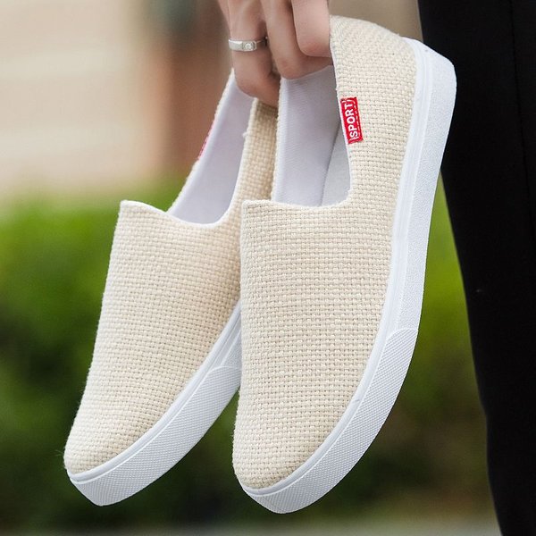 Letnie PłóCienne Buty MęSkie KoreańSkie Wersje Obuwie Wsuwane Leniwe Buty Trend MęSkie Buty OddychająCe Buty Skate 43 Brown-image