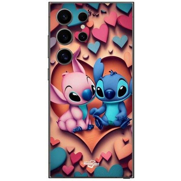 Coque - Maniacase - Samsung Galaxy S25 Ultra - Silicone - Souple - Stitch Angel Coeur Coloré Negro-image