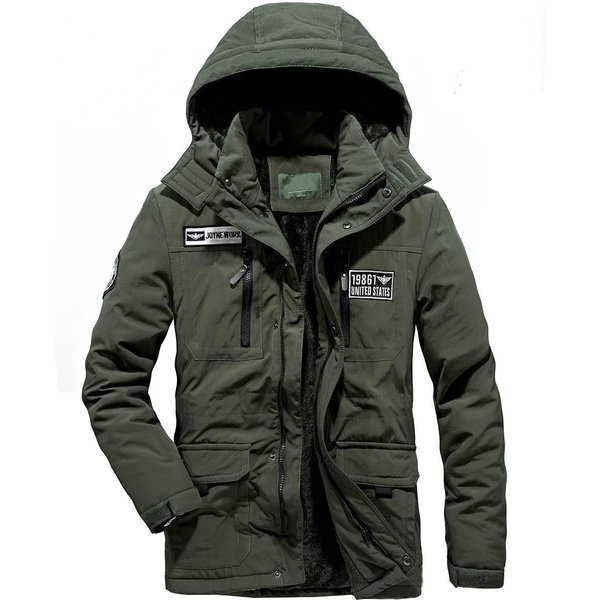 Chaqueta Acolchada CáLida Gruesa De Invierno Para Hombre, Casual De Negocios, Para Hombre De Mediana Edad Con Capucha 3XL Black-image