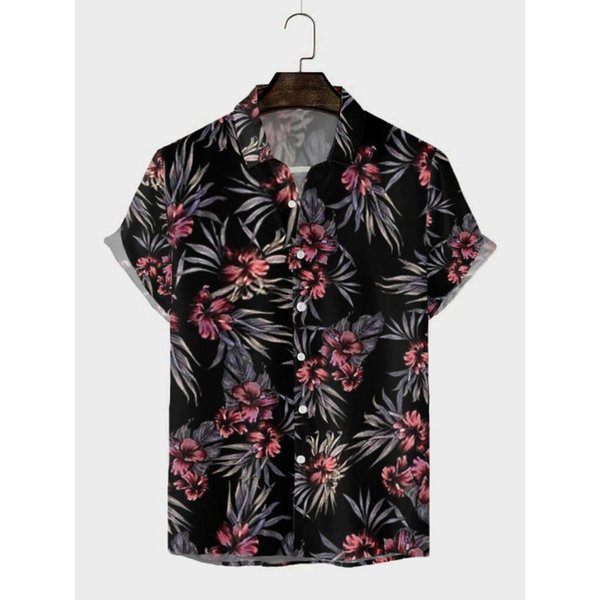 Camisa Hawaiana Para Hombre Calavera Rosa ImpresióN 3D Camisa De Playa Manga Corta Botones Casual Camisas De Calaveras Para Hombre Top XL-image