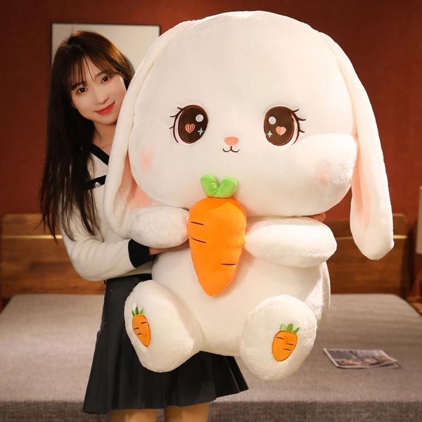 Kawaii Pluszowa Zabawka KróLik 30Cm DużY Rozmiar Wypchane Zwierzę KróLiczek KróLik MięKka Lalka Poduszka Zabawki Dla Dzieci Prezent Na Urodziny BożE Narodzenie Dla Dziewczynki 30Cm-image
