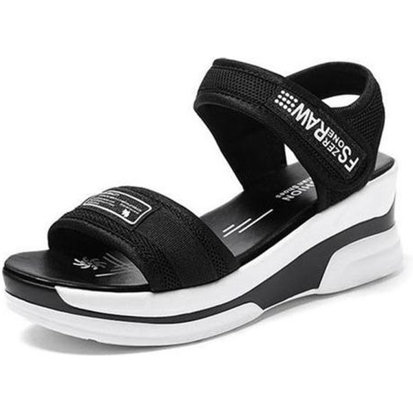 Lato Nowe SandałY Damskie Moda Sportowe Casualowe Buty Odkryte Palce Dopasowanie KoloróW Buty Na PlażE SandałY Na Platformie Damskie 38 Black-image