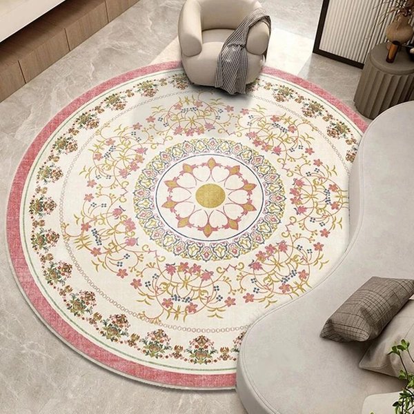 Wysoki Sense Etniczny Bohema Mandala OkrąGłY Dywan Salon Sypialnia Fotel Bujany Mata PodłOgowa Dekoracja Domu Dywan DużY Obszar 120X120CM (3.9X3.9FT-image