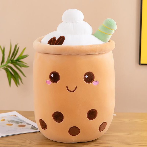 Peluche Lindo De Boba Peluche De Té De Burbujas Comida Taza De Leche Peluche Almohada, Suave Kawaii Abrazable Peluches Regalos Para NiñOs-image