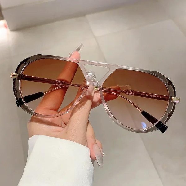 DużE Vintage Okulary PrzeciwsłOneczne Pilotki Dla Pań Dla PanóW Luksusowe Designerskie Okulary PrzeciwsłOneczne Outdoor Punkowe Okulary SłOneczne Okulary PrzeciwsłOneczne MęSkie-image