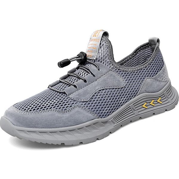 Zapatos De Malla Transpirables Para Hombre Verano Malla Hueca Casual Deportivos Zapatos De Malla Para Hombre Ligeros Flyknit Running Zapatos De Moda 46 Gris-image