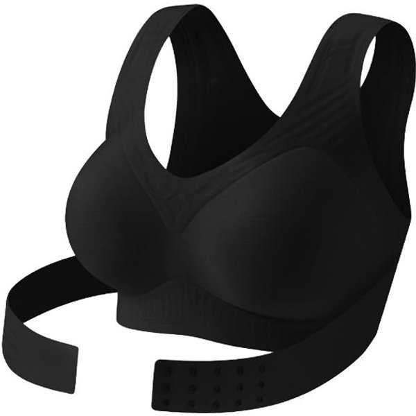 Fallsweet Korektor Postawy Biustonosz Push Up ZapięCie Z Przodu Bezszwowe Biustonosze Wsparcie PlecóW Biustonosz Sportowy Bez FiszbinóW PełNy KształT Bielizna Damska S-XL M Czarny-image
