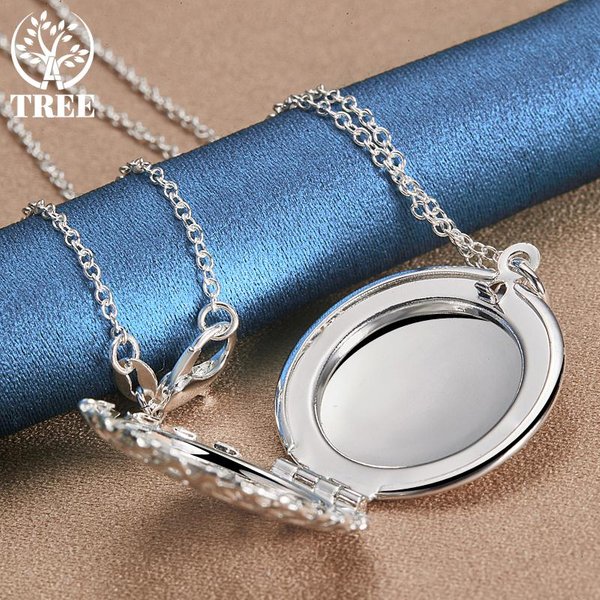 925 Sterling Silver Photo Frame Wisiorek Naszyjnik BiżUteria 45Cm-image