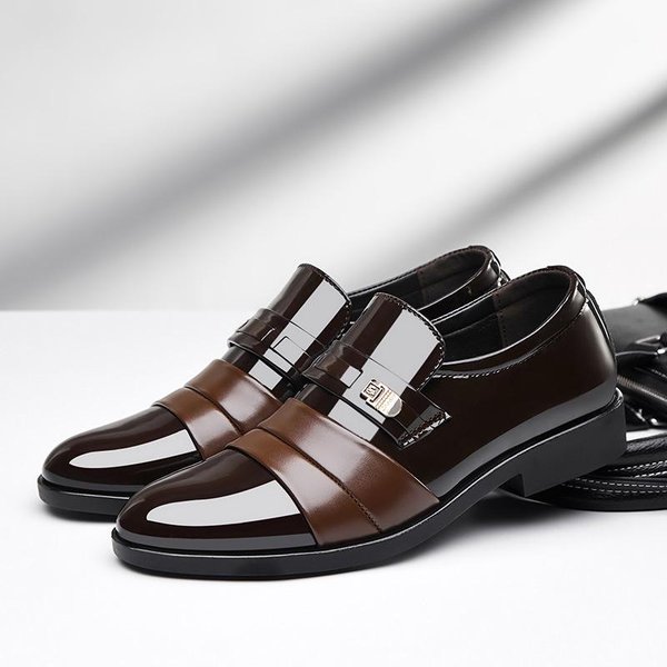 Nuevos Zapatos De Cuero Informales De Negocios Para Hombres, Zapatos De Gran TamañO, Zapatos De Boda Para Hombres, Zapatos Casuales Con Punta Estrecha 48 MarróN-image