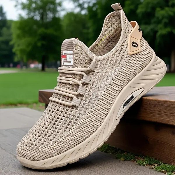 Zapatillas De Running De Malla Transpirable Para Hombre - Zapatillas Ligeras De CañA Baja Con Suela De Goma Acolchada, Zapatos Deportivos Casuales Para Deportes Al Aire Libre 39 Caqui-image