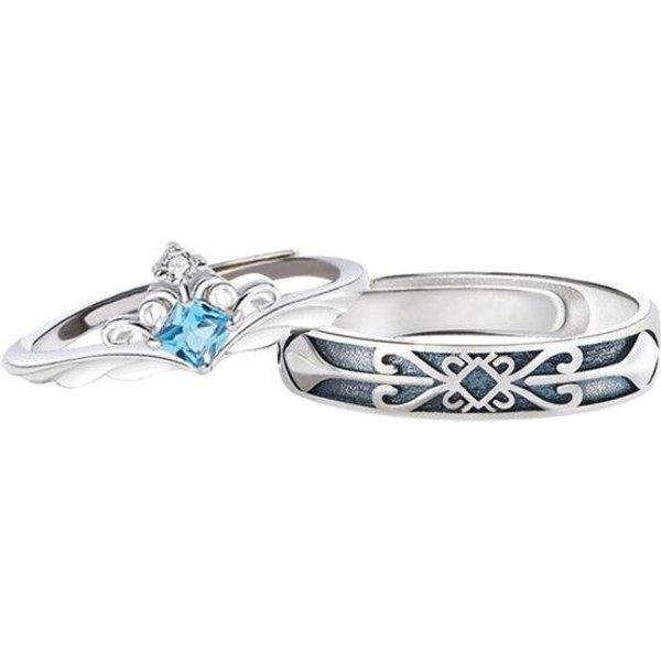 Nuevo Anillo De Pareja De Plata S925, Anillos De Princesa Y Caballero De Moda Para Amantes, JoyeríA Para San ValentíN, Aniversario, CumpleañOs, Regalo Creativo.-image