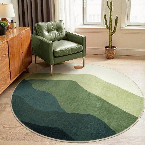 DużY OkrąGłY Geometryczny Dywan Obszarowy Krajobrazowy Zielone Warstwy GóR Salon Sypialnia Nowoczesny WystróJ Dywan Dekoracja Domu 80X80Cm-image