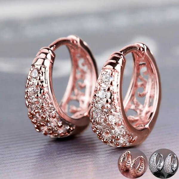 Pendientes De Aro Huitan Para Mujer Con Circonita CúBica, Delicados Pendientes Circulares, Elegantes Accesorios Para Dama, JoyeríA De Moda Para Bodas. White-image