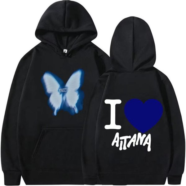 Sudadera Con Capucha Estampado GráFico De Amor De La Cantante Aitana Para Hombre Mujer Moda Oversize Sudadera De Estirar Sudadera Con Capucha De Forro Polar Retro Y2K M Blue-image
