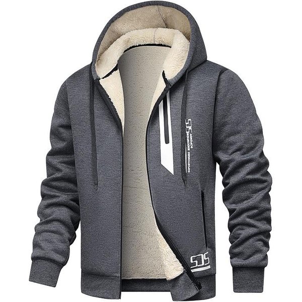 Chaqueta Con Capucha De Forro Polar De Cordero Para Hombre, OtoñO E Invierno Con CáRdigan Con Capucha De Forro Polar Grueso, Chaqueta CáLida Casual XL Black-image