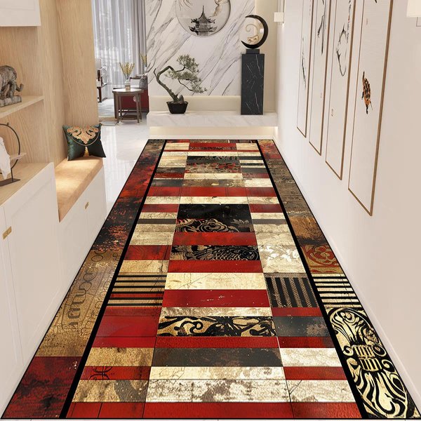 Nordycki Luksusowy Zmywalny AntypośLizgowy DłUgi Dywanik Do Korytarza Przedpokoju Mata PodłOgowa Dekoracja 60X200Cm 23.6X78In Brown-image