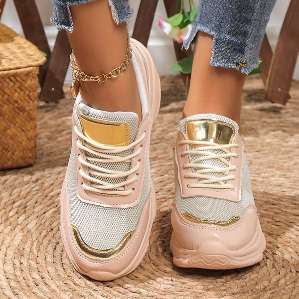 Zapatillas Blancas Transpirables Para Mujer Moda Primavera Zapatos Deportivos De Plataforma Mujer Casual Antideslizantes Suela Gruesa Zapatos Vulcanizados 38 Albaricoque-image