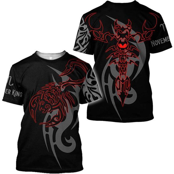 Animal MęSka Koszulka Letnia Koszulka Z KróTkim RęKawem Skorpion 3D Drukuj śMieszne Koszulki Moda Casual MęSka Koszulka Sportowa Ponadgabarytowa Odzież MęSka 6XL Black-image