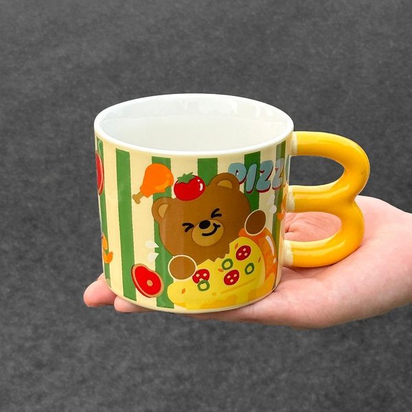 Uroczy Kubek Na Frytki Dla MężCzyzn I Kobiet Kubek Ceramiczny O DużEj PojemnośCi Z Pokrywką I łYżEczką Biurowy Kubek Do Kawy I Mleka 401-500Ml-image