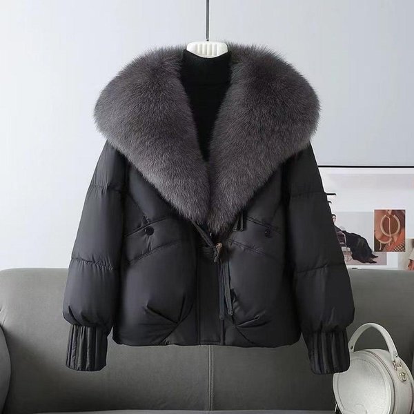 Abrigo Grande De Piel SintéTica Para Mujer OtoñO Invierno Parkas Femeninas Chaqueta De PlumóN De Pato Blanco Pluma Abrigo Acolchado Corto Xxxl Gray-image