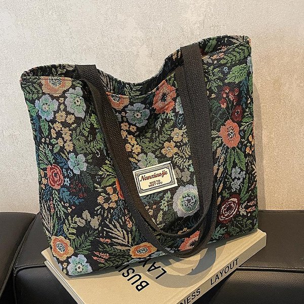 Bolso Floral De Gran Capacidad Para Mujer Nuevo Bolso Cruzado Trendy Y A La Moda Para Mujer Nicho Ins VersáTil Bolso De Mano De Un Hombro Gray-image