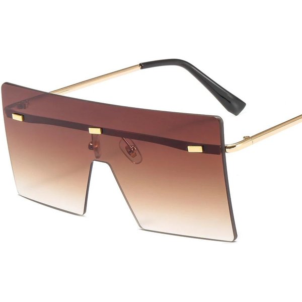 Gafas De Sol De Moda Para Mujer - Gafas De Sol Oversize Sin Montura Para Damas Con Lente De AleacióN Degradada ProteccióN UV400 As Picture-image