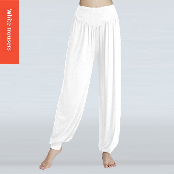 Pantalones Deportivos De Ejercicio De Modal Para Yoga Y Danza, Pantalones Bombachos Holgados De Talla Grande XL White-image