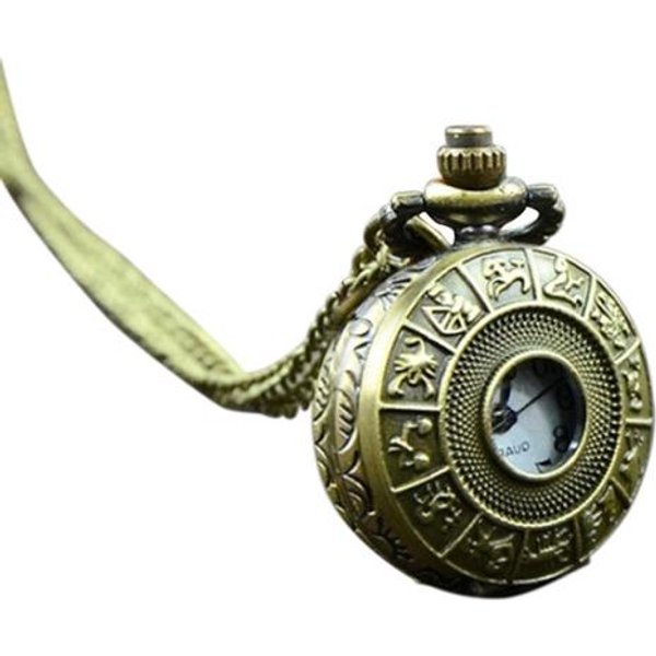 Retro Vintage Steampunk Kwarcowy Naszyjnik RzeźBa Wisiorek ŁAńCuch Zegar Zegarek Kieszonkowy Flower-image