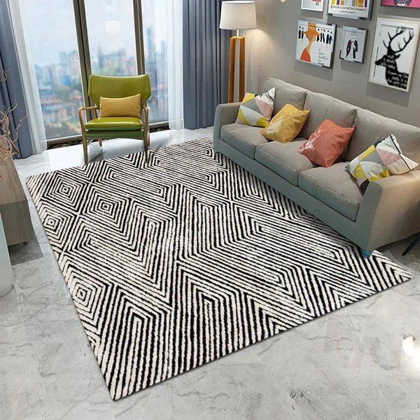 Nordycki DużY Dywan MięKka AntypośLizgowa Mata PodłOgowa Do Salonu Sypialni Nowoczesne Proste Dekorowane Dywany Pod Sofę Stolik Kawowy 60*90Cm Gray-image