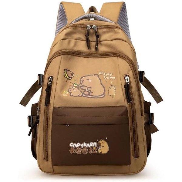 Mochila Escolar Kawaii De Capibara Para NiñAs Set De Bolsos Escolares Mochila Casual Diaria Mochila Para Libros De Adolescentes NiñAs Mochila Escolar Para NiñOs Mochila De Viaje-image