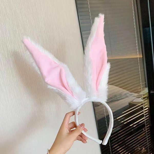 DziewczęCe Pluszowe DłUgie Uszy KróLika Opaski Do WłOsóW Nakrycia GłOwy Opaska Sukienka Akcesoria Kobieta Dziewczyna Cosplay Akcesoria Do WłOsóW Cosplay White-image