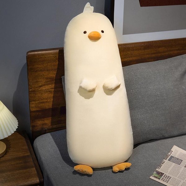 70~90 Cm DłUga Poduszka Kaczka Wypchana MięKka KreskóWkowe ZwierząTko Kurczak WałEk Pluszak Podpora Pod Nogi Do Spania Peluche Prezent Urodzinowy 70Cm-image