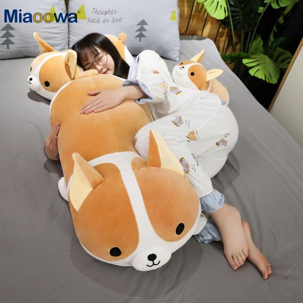 40-80Cm Ogromny Rozmiar SłOdki Piesek Corgi Pluszowe Zabawki Wypchane Zwierzę Szczeniak Pies Poduszka MięKka Urocza Lalka Kawaii Prezent ŚWiąTeczny Dla Dzieci 40Cm-image