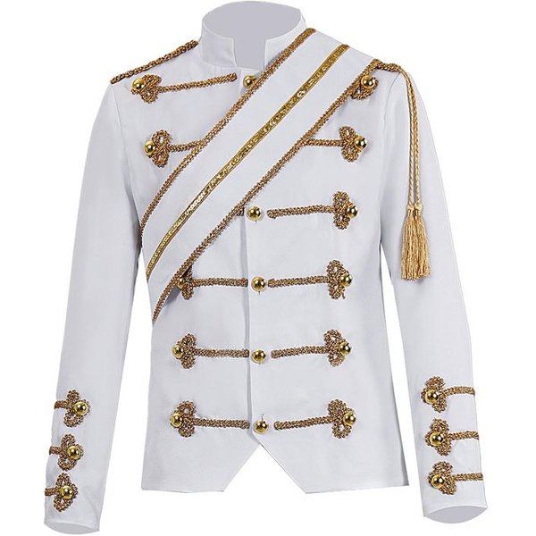 Michael Jackson MJ PłAszcz Taniec PłAtki Garnitur Kurtka Sceniczny Piosenkarz BiałY Czarny PłAszcz Kostium Cosplay Halloween Mundur StróJ 3XL BiałY-image