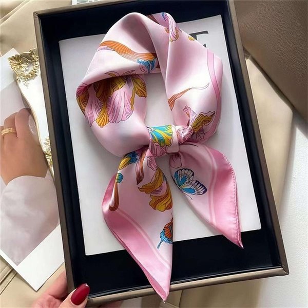 PañUelo De Seda Con Estampado Floral Para Mujer, Bandana Elegante Para El Cuello, PañUelo Para La Cabeza, PañUelo Para La Cabeza, Bufandas Femeninas One Size-image