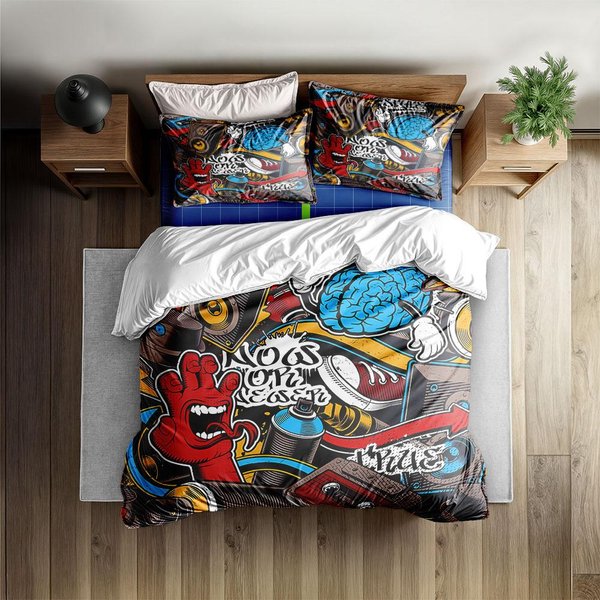 Zestaw Poszwy Na KołDrę Doodles Street Art Bez PrześCieradłA King Queen Double Full Twin Single Size Zestaw PośCieli 150X200Cm-image