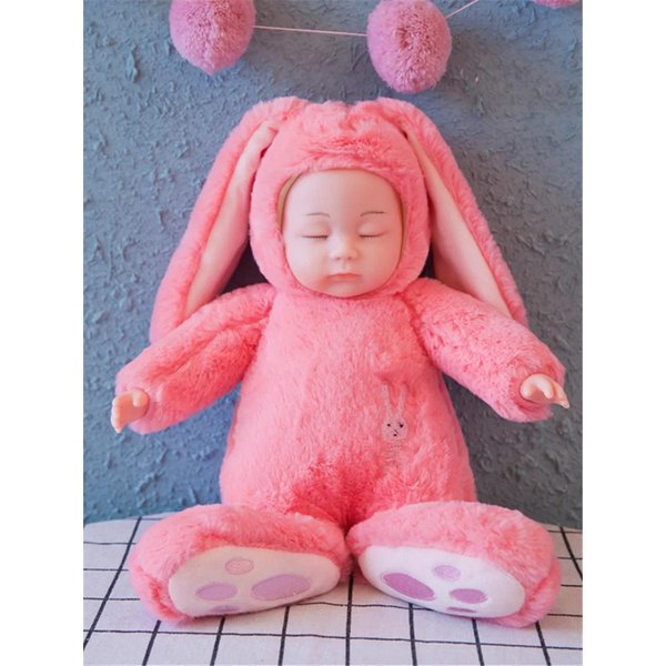 Realistyczne Lalki Reborn MięKkie CiałO Realistyczne Lalki Noworodki Lalki ŚPiąCa Dziewczynka Pluszowa Zabawka Wielkanocne Pluszowe Zwierzę KróLik 40Cm 15.7Inch-image